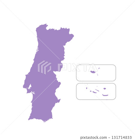 Map of Portugal, sign silhouette. World Map Globe. Vector Illustration isolated on transparent background. Europe continent 131714833