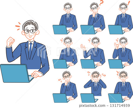 10 pattern set of senior male office workers in simple suits 10 pattern set of senior male office workers in simple suits 131714939