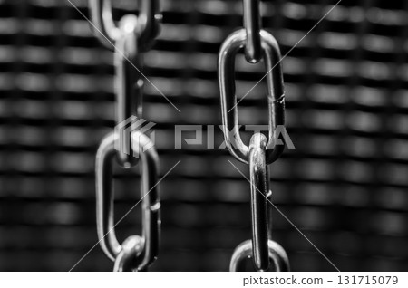 Thick steel chains look heavy 131715079