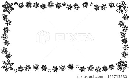 Snowflake hand-drawn black and white frame 131715280