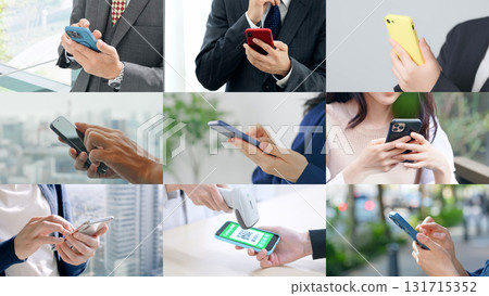 A collage of people using smartphones in various situations A collage of people using smartphones in various situations 131715352