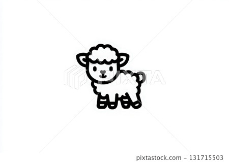 A small cartoon sheep, fluffy and adorable, stands on four legs. It has a cheerful face and is looking at the viewer, conveying a sense of friendliness and warmth. A small cartoon sheep, fluffy and adorable, stands on four legs. It has a cheerful face and is looking at the viewer, conveying a sense of friendliness and warmth. 131715503