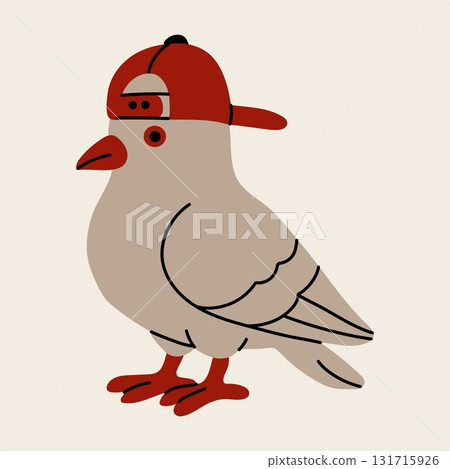 Cool Cartoon Pigeon Wearing Backwards Baseball Cap Cool Cartoon Pigeon Wearing Backwards Baseball Cap 131715926