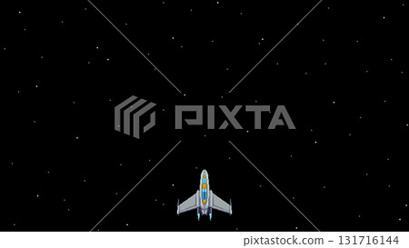 Pixel art spaceship in starry space background, retro arcade style Pixel art spaceship in starry space background, retro arcade style 131716144