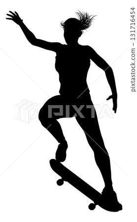 Woman Silhouette Female Skateboarder Girl Woman Silhouette Female Skateboarder Girl 131716454