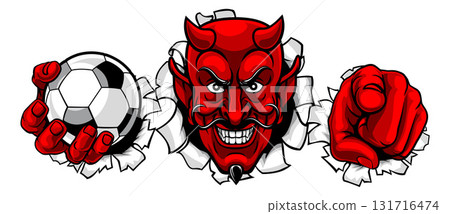 Devil Soccer Football Ball Mascot Illustration 131716474