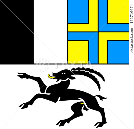 Flag of the canton of Graubunden in Switzerland 131716674