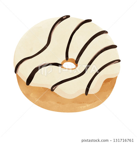 White chocolate donut watercolor hand-drawn illustration White chocolate donut watercolor hand-drawn illustration 131716761