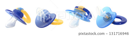 Set of baby pacifier isolated on transparent background 131716946
