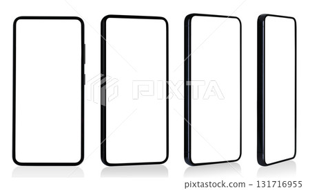 Set of smartphone images in different angles isolated on transparent background Set of smartphone images in different angles isolated on transparent background 131716955