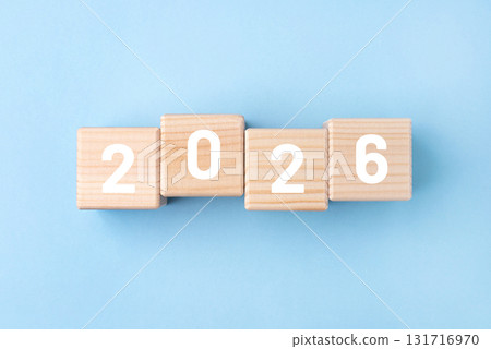 Wooden cubes with numbers of the New Year 2026 Wooden cubes with numbers of the New Year 2026 131716970