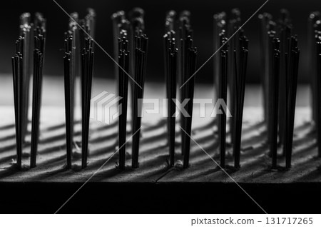 A close-up view of the metal brush showing the dense bristles 131717265