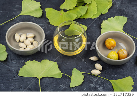 Alternative medicine plant, Ginkgo biloba. 131717329
