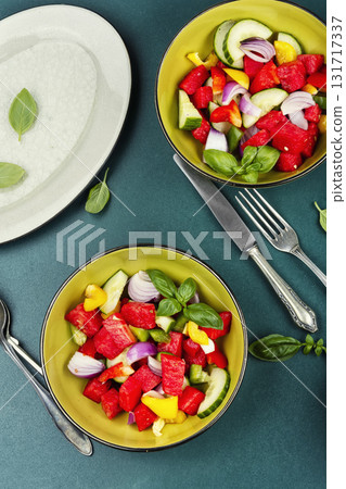 Watermelon and cucumber salad. Watermelon and cucumber salad. 131717337