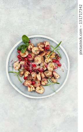 Grilled shrimps on plate. 131717342