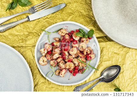 Grilled shrimps on plate. 131717343