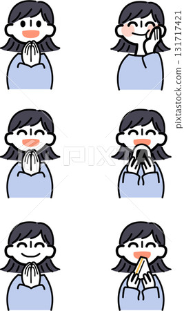 插圖集：一位女士說著“Itadakimasu gochisousama”並吃著食物 131717421