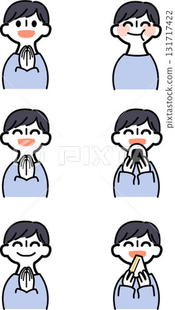 插圖集：一個男人說著“Itadakimasu gochisousama”並吃著食物 131717422