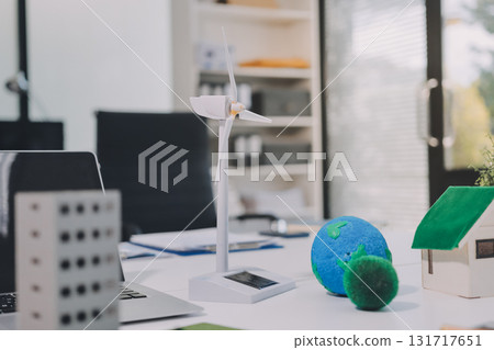 Group of businesspeople in team brainstorm meeting discussion on ESG (Environmental, social, corporate governance) organization planning. Sustainable business, coworker people teamwork. Close up 131717651