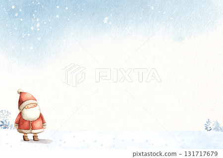雪地和聖誕老人的冬季水彩插圖背景素材（聖誕節） 131717679