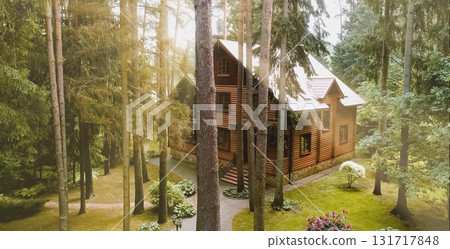 Constructed from wooden log house, wooden house. 131717848