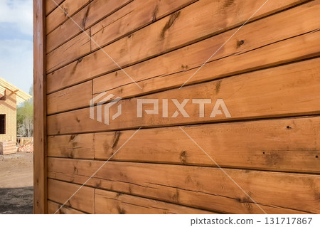 Details and elements of wooden house made of timber. The construction of a wooden house. Details and elements of wooden house made of timber. The construction of a wooden house. 131717867