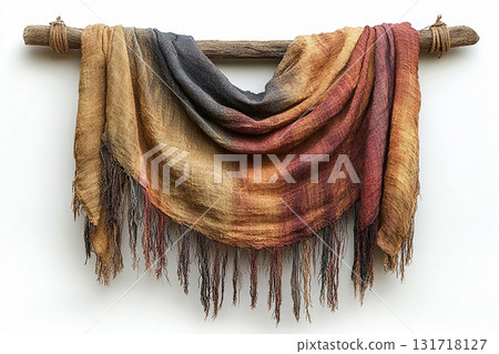 Fabric wall hanging on a white background. Boho-chic style. 131718127