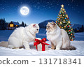 Cats on a Moonlit Night in White Christmas 131718341