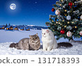 Cats on a Moonlit Night in White Christmas 131718393