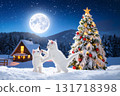 Cats on a Moonlit Night in White Christmas 131718398