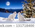 Cats on a Moonlit Night in White Christmas 131718400