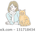 微笑的女人和貓 131718434