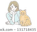 憂心忡忡的女人與貓 131718435