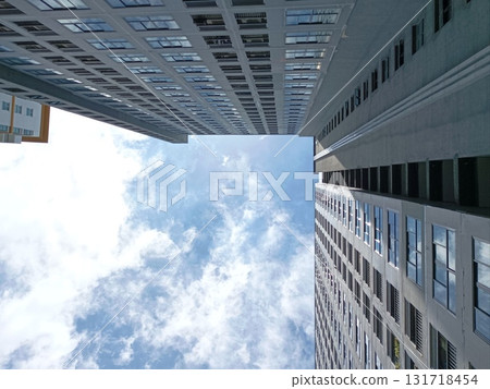 Sky view with the height of modern buildings textures 131718454