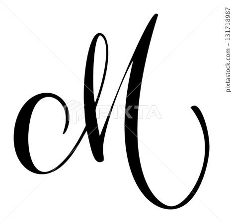 Capital vector letter m in elegant script font. Black alphabet typography design for element initial branding monogram 131718987