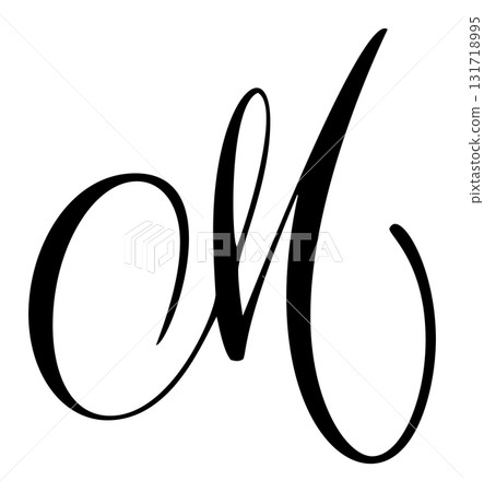 Hand drawn vector calligraphy letter M. Script capital font logo. style brush Handwritten flourish 131718995