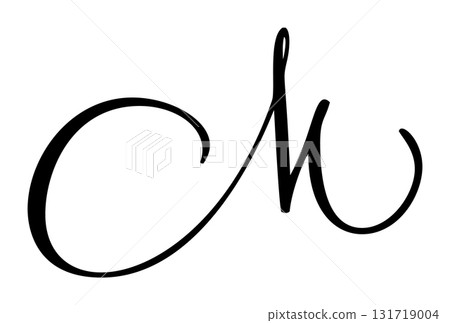 Vector calligraphy hand drawn letter M icon logo. Handwritten brush style Script font 131719004