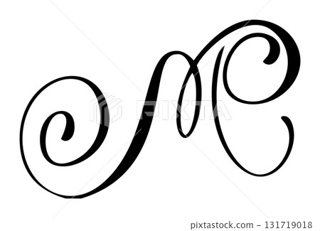 Black calligraphic vector letter m hand drawn forming part an elegant and design projects alphabet initial 131719018