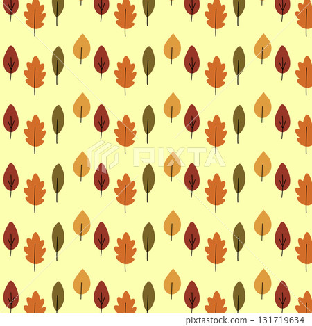 Seamless autumn leaves pattern in warm tones 131719634