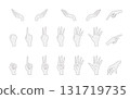 Simple and stylish hand illustration decorative set, hand sign, palm 131719735