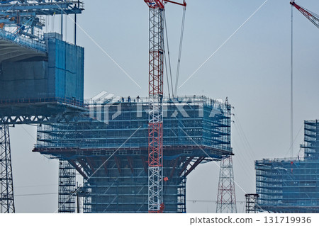 Construction site of the Shin-Meishin Expressway between Hirakata City and Takatsuki City, Osaka Prefecture 131719936