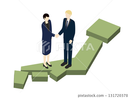 Isometric illustration of international business partners shaking hands over a map of Japan Isometric illustration of international business partners shaking hands over a map of Japan 131720378