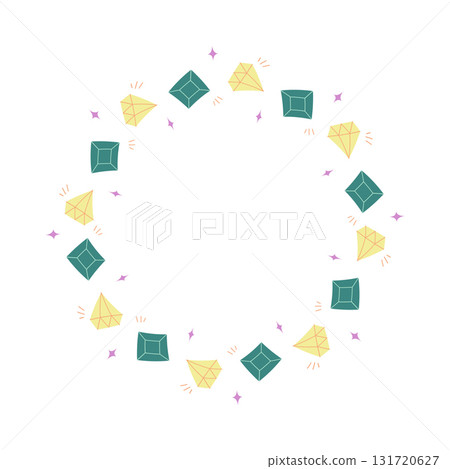 Gemstone Frame with Diamonds and Crystals Circle Border Vector Illustration 131720627