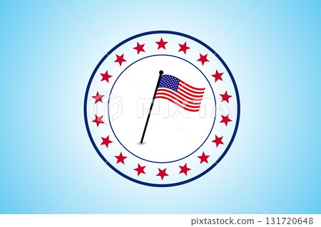 Round frame American Flag the fourth of July with Stars. 131720648