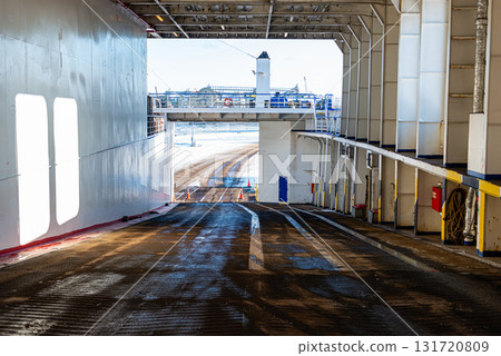 ramp for getting on and off the car from the car transport ferry ramp for getting on and off the car from the car transport ferry 131720809
