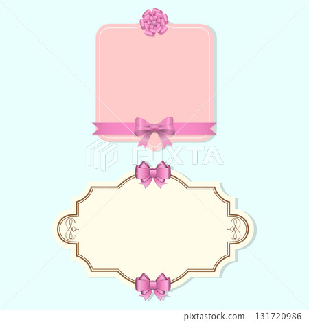 Elegant Vintage Labels with Pink Bows 131720986