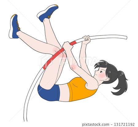Illustration of a girl pole vaulting Illustration of a girl pole vaulting 131721192