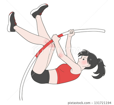 Illustration of a girl pole vaulting Illustration of a girl pole vaulting 131721194