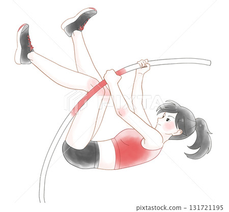 撐竿跳女孩的水彩插圖 撐竿跳女孩的水彩插圖 131721195