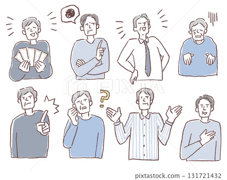 Senior male emotions set A 131721432